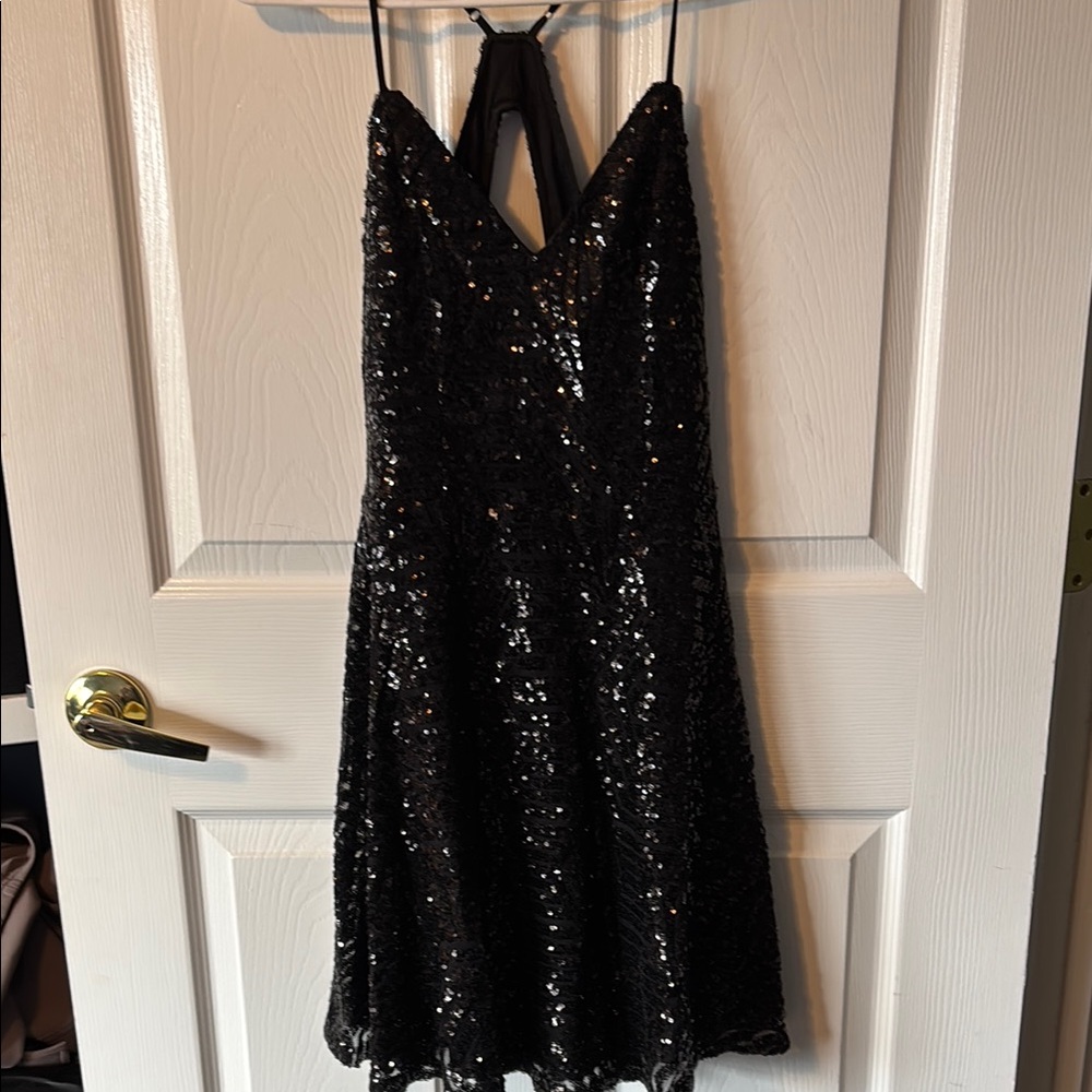 Lulu's Black Sequin Mini Dress